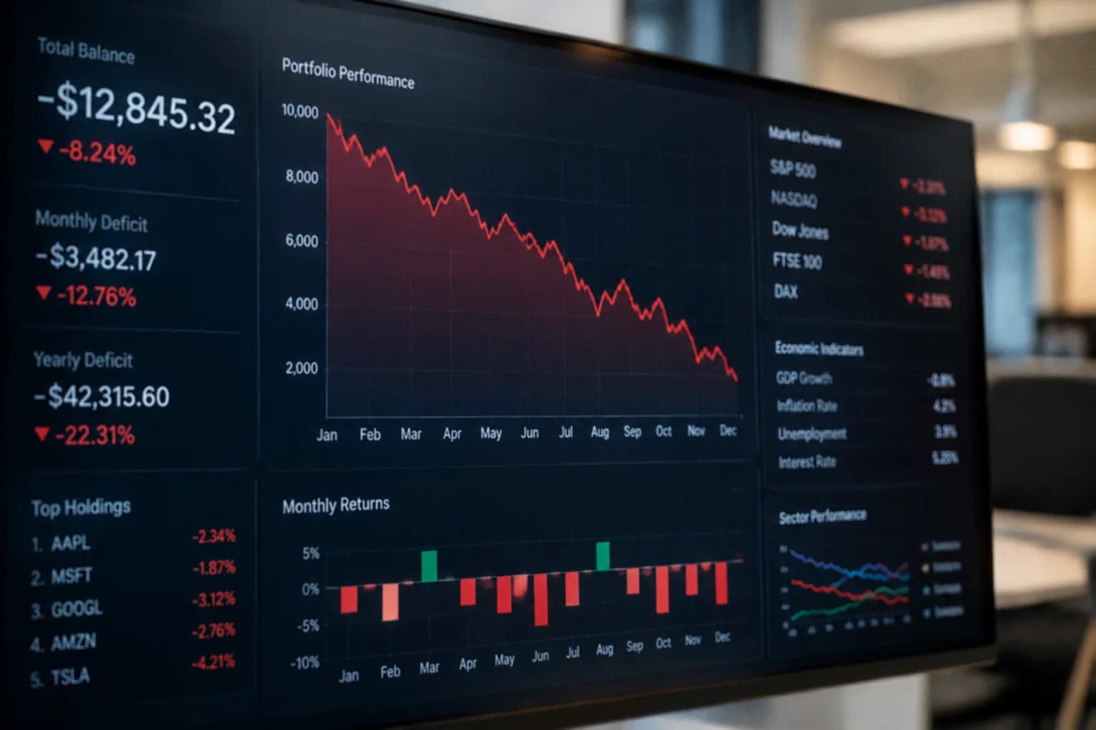 Financial charts representing federal deficit data
